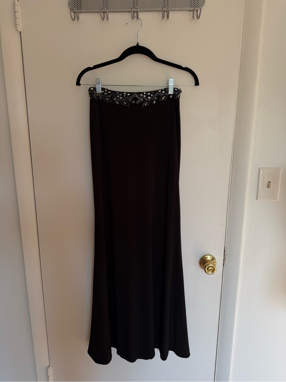 Clarisse Black Maxi Skirt with Beaded Waist